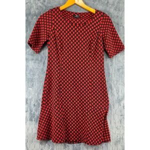 Lennie For Nina Leonard Red Polka Dot Sheath Dress Size S Ponte Knit Half Sleeve